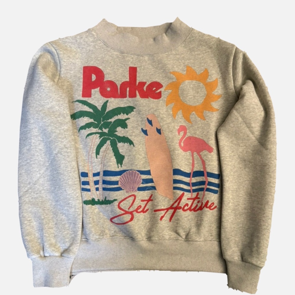 PARKE X SET Miami Graphic Mockneck Sweatshirt • BRAND NEW • L/XL